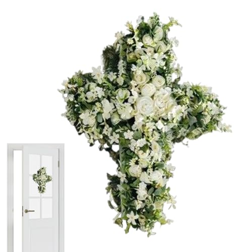 Corona Di Pasqua,Decorazione Pasquale Finta Da Portico | Ghirlanda A Croce Per Porta D'Ingresso | Per Primavera Esterno Portico Interno Casa Finestra