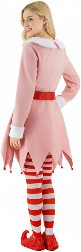 Christmas Elf Costume Adult 8 Pieces Velvet Santa's Helper Holiday Cosplay Outfit for Men Women - Image 5