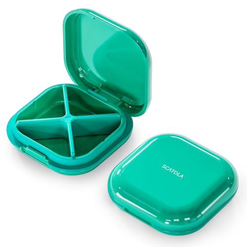 Image of ONTERATE Small Pill Case, Travel Pill Box with 4 Compartments, Green