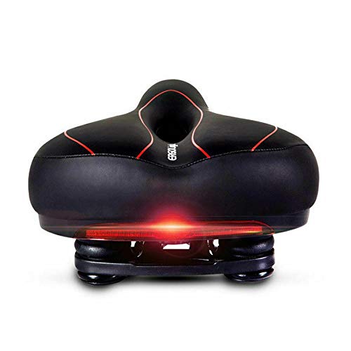 Mountain Road Bike Selle de vélo confortable en gel avec feu arrière Noir/rouge