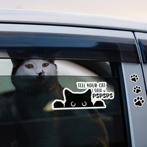 Image of TSHIRTAMZING 30PCS Tell Your Cat I Said Pspsps Car Sticker, Funny Cat Stickers,Vinyl Waterproof for Car Water Bottle Mug Passport Book Scrapbook Notebook Laptop Tumbler Skateboard Computer Phones