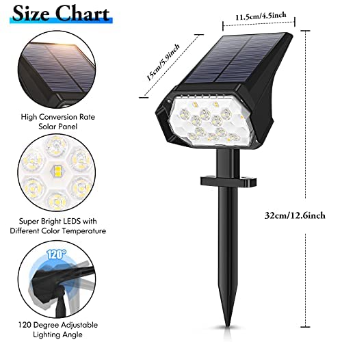 4-Pack Solar Lights Outdoor - Solar Powered Spot Lights, 3 Modes Solar Landscape Lights, Warm/Cold White 2-In-1 Ip67 Waterproof Pathway Lights, Auto On/Off Wall Lights For Garden Yard Driveway #TOP5