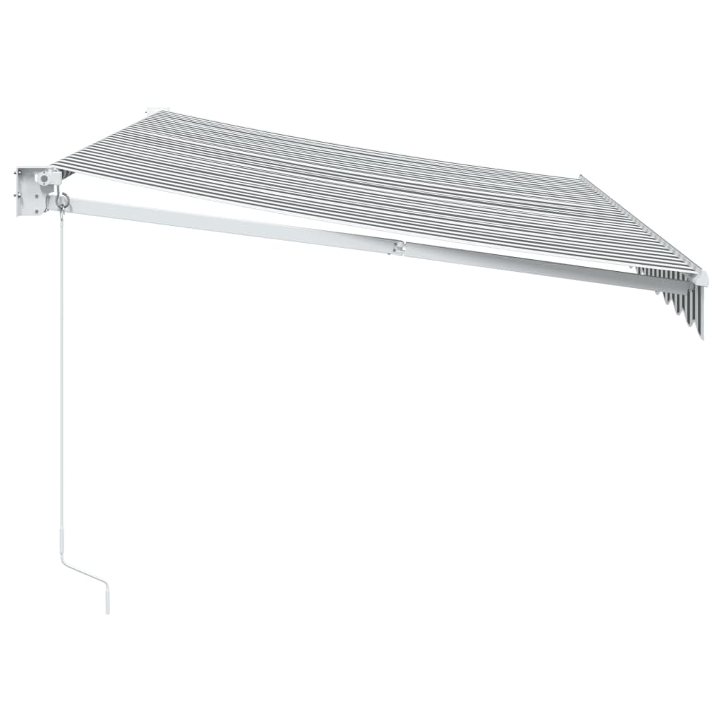 Toldo retráctil antracita y blanco, 3,5 x 2,5 m, toldo de aluminio articulado con soporte de pared, resistente a los rayos UV