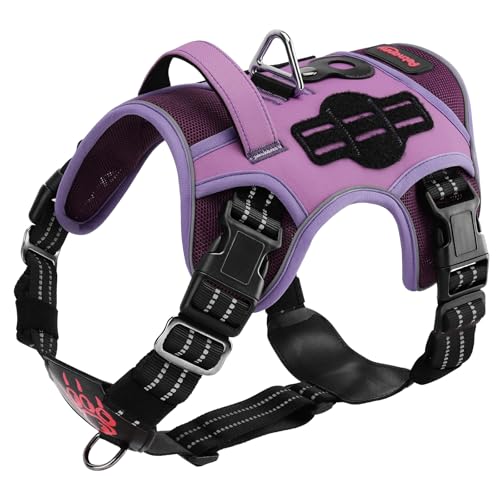 Petnanny No-Pull Tactical Dog Harness - Service Vest for L Breeds w/Reflective Strips, Padded Handle & AirTag Pocket | Escape-Proof Design for Labrador, Golden Retriever, Husky | City Walks & Support