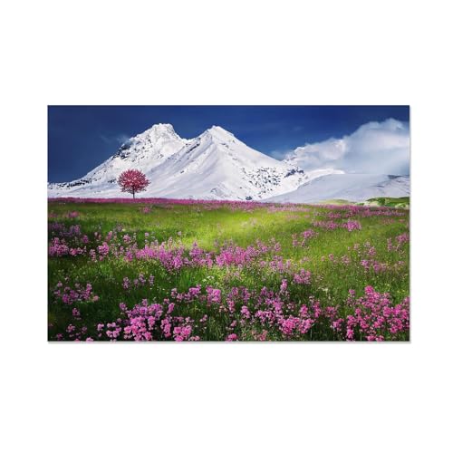 Impression sur Toile de Paysage moderne de prairie fleurie alpine pour tableau