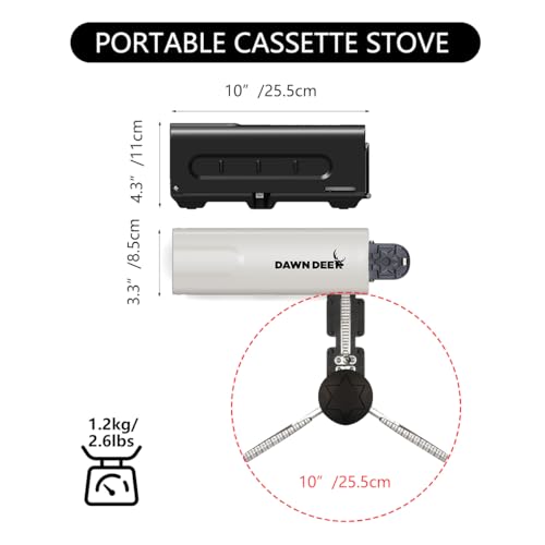 Dawn Deer Portable Cassette Stove With Delicate Storage Bag, Foldable Camp Stove Compact Camping Stove, 2200W Folding Butane Gas Burner (Black)