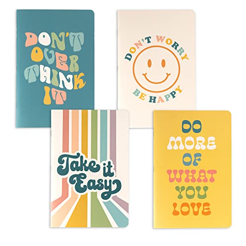 THiNKABLE Cute Notebook Set, 4 Pack Pastel Journals, 5.5 x 8.3 in, 60 Pages, Cute Pretty Inspirational Notebooks, Soft Cover Journals for Students, Back to School Notebooks for Kids Teens