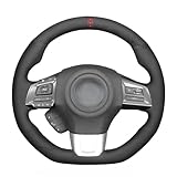 MEWANT Hand Stitched Suede Steering Wheel Cover Wrap for Subaru WRX (STI) 2015-2019 Levorg Steering Wheel Protector