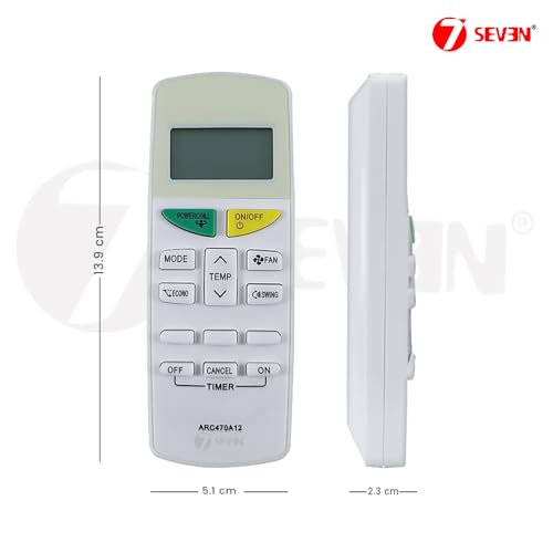 Image of 7SEVEN Compatible with Daikin AC Remote Control ARC470A12 Model 132I Suitable for 1 1.5 2 Ton FTKT50TV 3 Star Split Air Conditioner