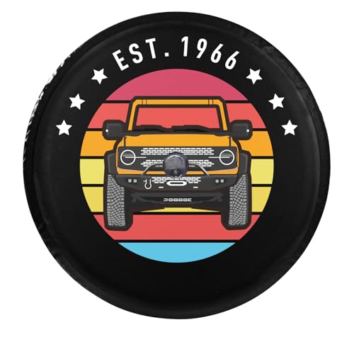 Compatible with Ford Bronco Spare Tire Cover, Digitally Printed Custom Car Pattern, Protects from Mud and Dust, UV and Water Resistant, Fits Multiple Ford Bronco Models (Car 1)