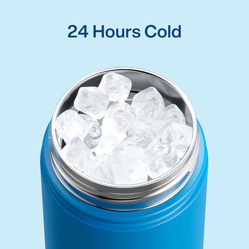 Image of Kids Insulated Water Bottle with Straw - 12oz Stainless Steel Water Bottle with Dual Spouts, Leak-Proof, BPA-Free, Double Wall Vacuum Keeps Cold for 24 Hours for Sports, Travel, School (Celtic Blue)