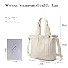 CORIOS Damen Canvas Umhängetasche Große Handtasche Casual Tragetasche Henkeltaschen mit Mehreren Taschen Leichtgewicht Schultertasche Multifunktionale Tote Beutel Weiß #2