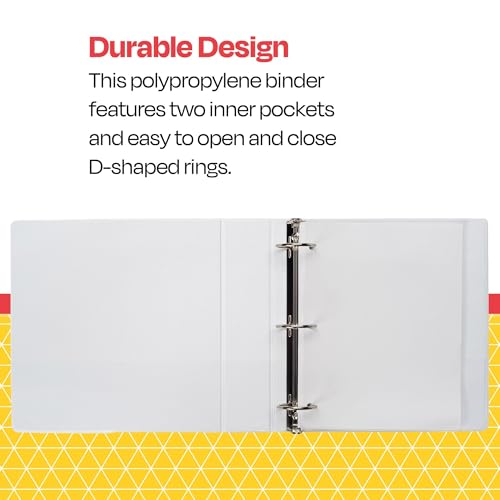 Classeur d-ring polypropylène blanc School Smart 3" anti-déchirure - 3