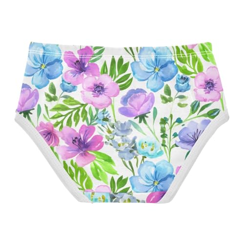 Cotton Girls Underwear Toddlers Watercolor Flowers Leaves Girl Panties Cute Print Briefs Girls Undies 2t2