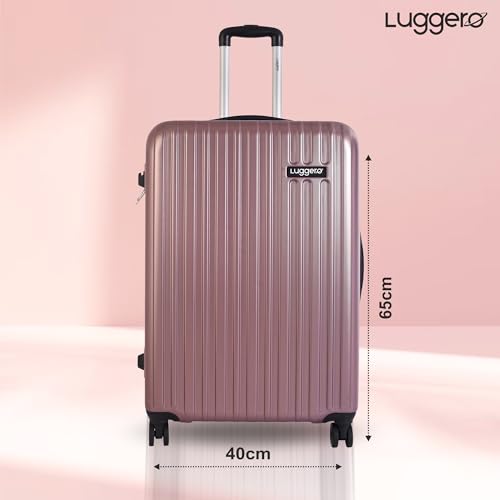 Image of Luggero- Classic Light-Weight & Durable Polycarbonate Rose Gold Unisex Hard Luggage| Medium - 65cm|8 Smooth Spinner TPV Wheels| Outer Combi Lock |Trolley Bag
