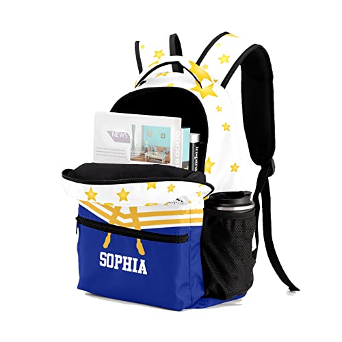 Custom Blue Gold Cheer Cheerleader Personalized Causual Shoulder Bag Sports Leisure Camping Backpack for Women Men3