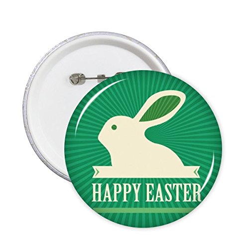 Badge Pâques Religion chrétienne lapin mignon vert rond en bouton pour vêtement, lot de 5 XL