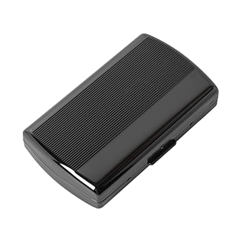 Mini Metal Cigarette Case - Women and Men, Portable Double Sided Spring Clip, Holds 12 85mm Cigarettes (Striped Gun Black) Cover