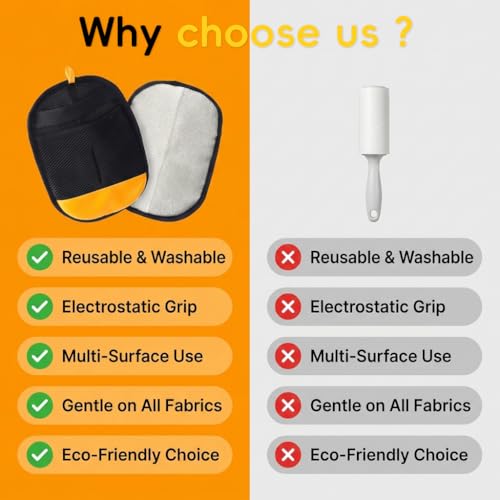 Image of Qpets Pet Hair Removal Glove for Dogs and Cats Reusable Electrostatic Lint Remover Mitt for Sofa Bed Carpet Clothing and Car Seats Comfortable Five Finger Design
