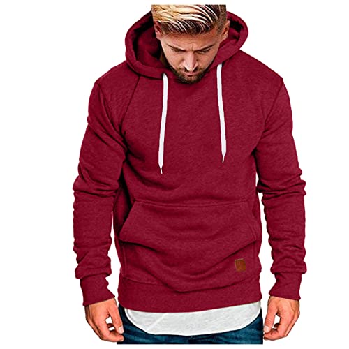 Deals of The Day Clearance Men’s Hoodies Casual Pullover Sweatshirts Long Sleeve Sports Drawstring Hoodie Gym Athletic Hoodies for Men with Pocket