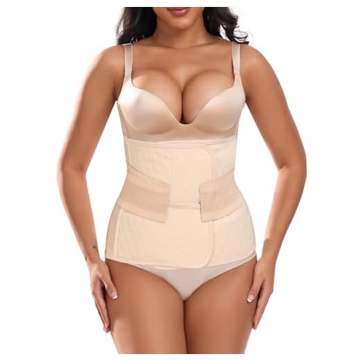 Abdominal Binder Post Surgery for Men and Women, Postpartum Belly Band, Hernia Belt Stomach Compression Wrap for Hernia Surgery, C-Section, Natural Birth, Abdominal Injuries,Nude,S/M