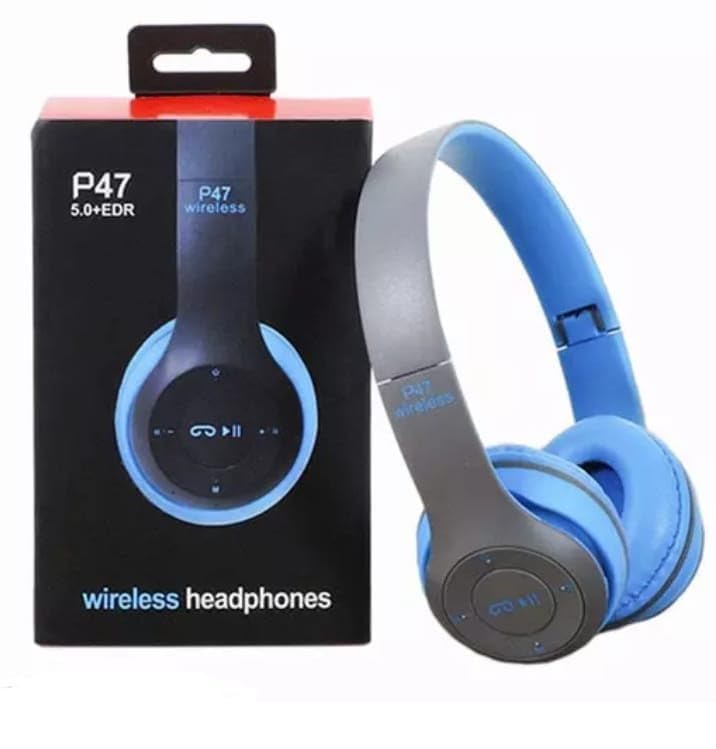 Image of Wireless Bluetooth Over-Ear Headphones with Mic, SD Card Slot, Foldable Stereo Headset, FM Radio, AUX Input, Adjustable Headband, Compatible with All Smartphone, Laptop & Tablet