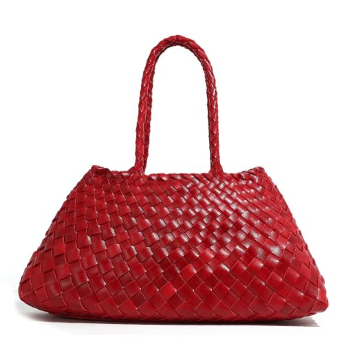 Image of Rejolly Basket Tote Bag for Women Woven PU Leather Shoulder Handbag Chic Purse