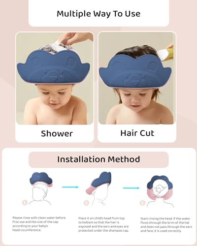 Image of StarAndDaisy Baby Shower Cap Shield, Adjustable Shower Cap for Kids, Visor Hat for Eye and Ear Protection for 0-9 Year Old Baby.