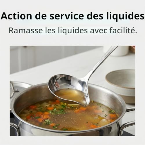 Xevtrak Louche Inox, Louche à Sauce en Acier Inoxydable, Cuillère Saucier Ergonomique avec Bec Verseur, Petite Louche de Cuisine, Ustensiles pour Soupes, Sauces et Condiments, Taille Moyenne – vue 4