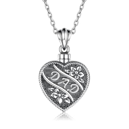 925 Sterling Silver Mom Dad Urn Necklace for Daughter Loss Mother Memorial Cremation Jewelry for Ashes