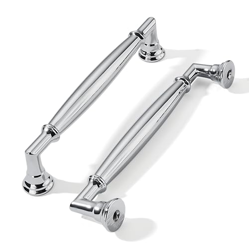 khtumeware 10 Pack 5 Inch(128mm) Polished Chrome Cabinet Pulls Heavy Duty Solid Cabinet Handles Kitchen Cabinet Hardware for Cupboard Drawer Handles