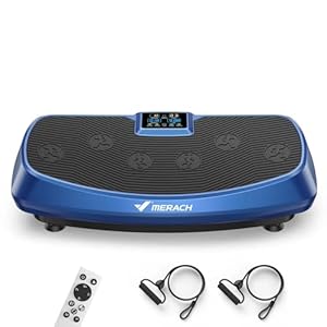 MERACH Vibration Plate Exercise Machine, 3D & 4D Vibration Plate with 2 Tension Ropes LED Display, Whole Body Vibration Platform for Women Men, Exercise Equipment for Home