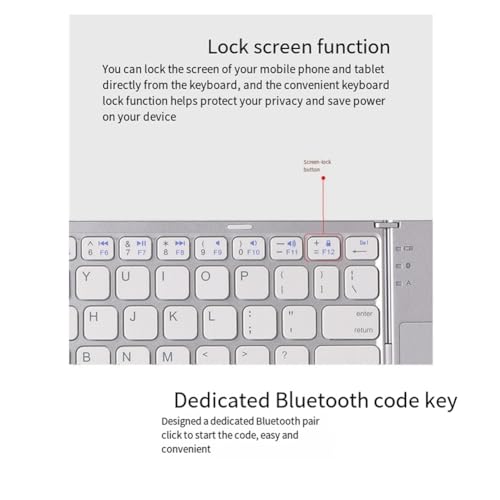 Clavier Bluetooth pliable argent avec pavé tactile pour tablette
