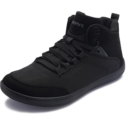 Joomra Women's Wide Width High Top Zero Drop Shoes Size 8W Barefoot Walking Minimalist Gym Tennis Hitop Fashion Workout Sneakers Black 39 Cover