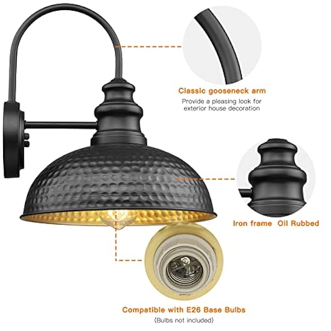 Farmhouse Outdoor Barn Light Fixture 12 Inch Gooseneck Rustic