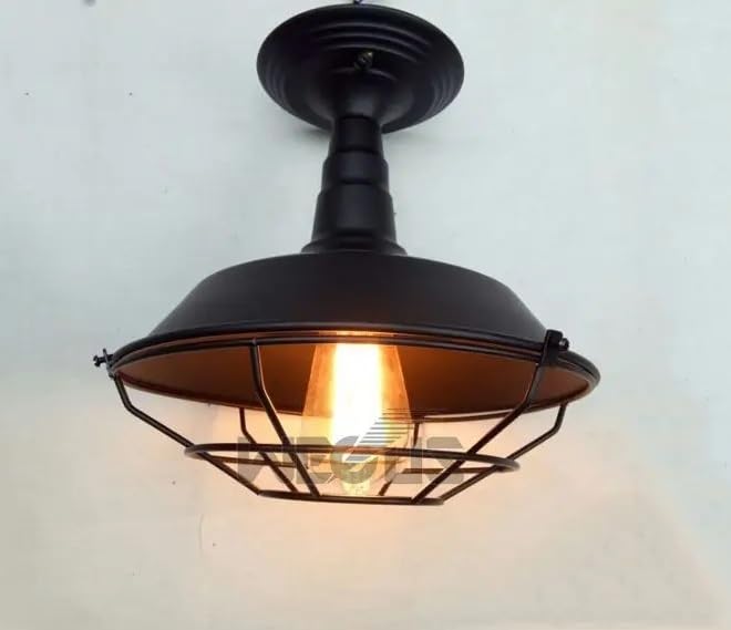 Plafonnier cage noir fer vintage Loft luminaire de salon et chambre