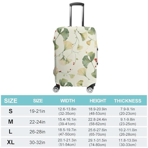 Travel Luggage Cover Elastic Suitcase Protector Anti-Scratch Washable Ginkgo Leaves And Berries Luggage Sleeve Tsa Approved Carry on Covers Baggage Cover Fits 18-32 Inch Luggages2