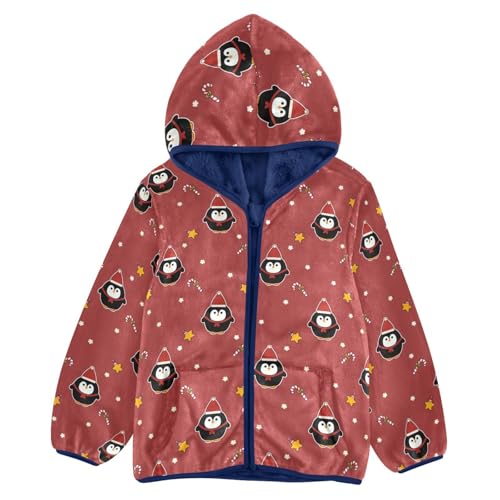 Penguins and Candy Girls Fleece Jacket Girls Fall Jacket Girls Zip Up Hoodie Girls Sherpa Jacket 2-10T