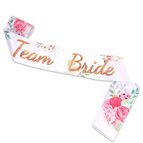 DPKOW Floral Team Bride Banda para Despedida de Soltera Accesorios, Blanco Oro Rosa Amigas de la Novia Banda Adornos de Despedida de Soltera, Regalo Accesorios para Amigas de la Novia Ducha Nupcial