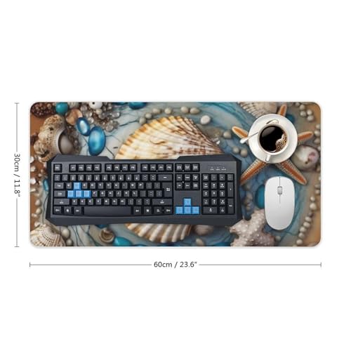 Desk Pad Protector 24x12 Inch Extended Ocean Shell Art miniatura 2