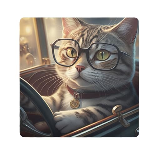 ODAWA Cute Cat Car Self Adhesive Cloth 21.7X21.7 Inch Self-Adhesive Cloths Protective Camera Wrapper Magic Self-Adhesive Cloths for Camera, Lens, Laptop