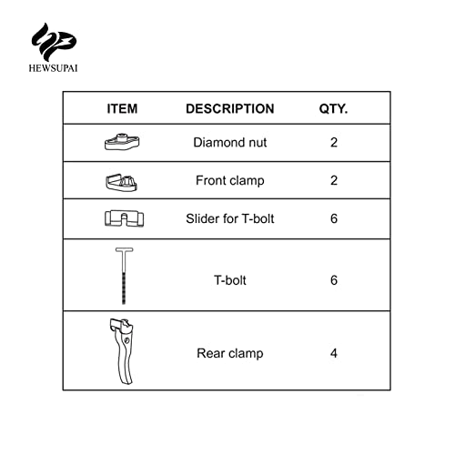 Hewsupai Replacement Parts Of Latches And Clamps For Folding Hard Truck Tonneau Covers Including Diamond Nut, T- Bolt And Clamps #TOP4