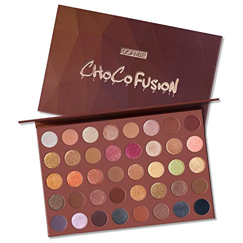 Pro Choco Fusion Bronze Eyeshadow Makeup Palette, 40 Colors Highly Pigmented Metallic Matte Shimmer Glitter Ultra Neutral Creamy Eyeshadow Kit