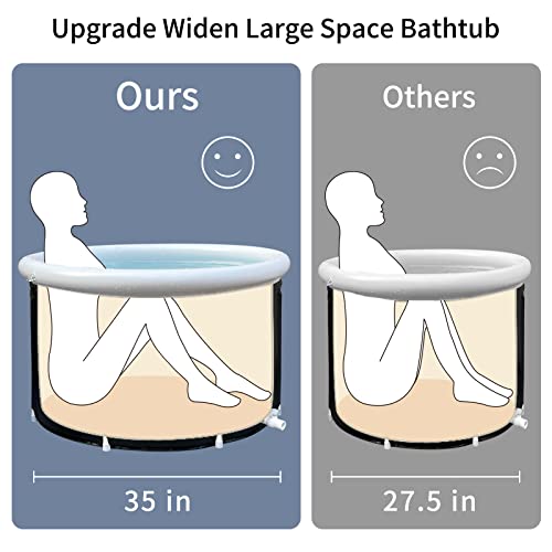 Portable Inflatable Ice Bath Tub Portable Bathtub Foldable Bathtub for Adults Athletes Large Cold Plunge Tub Outdoor Ice Barrel Home Shower Hot/Cold Bath Plastic Freestanding soaking Bathtub