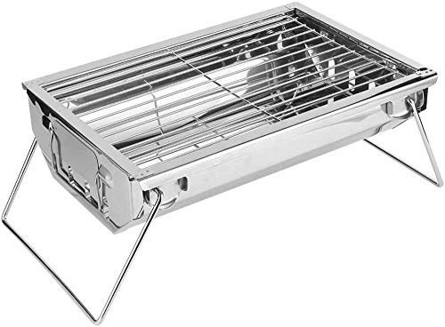 Tragbarer Faltbarer Edelstahl-Holzkohlegrill-Campinggrill Für Außenhöfe, Picknick, Rucksackreisen, Camping