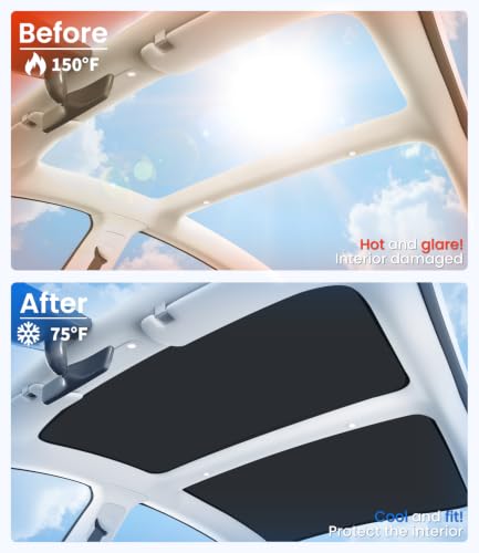 Image of Zanch Tesla Model 3 Sunshade Roof for 2020-2026, Black | No Sag, Heat Insulation, Foldable Roof Shade, UV Protection, Custom Fit for Model 3 & Highland