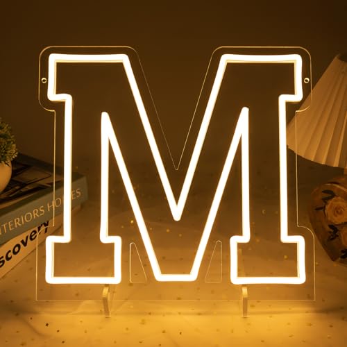 Image of Light Up Letters M, Led Marquee Letter Lights Neon Sign, 13 inch Height Decorative Lighted Alphabet Number, Battery /USB Powered Led Letters Lights for Wedding, Birthday, Party, Christmas or Home Decor