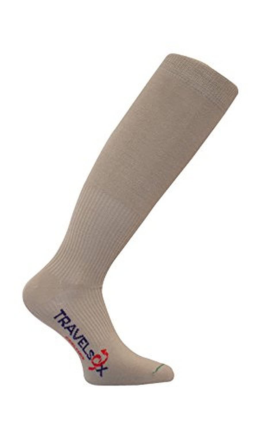 Travelsox Flight Travel Socks OTC Patented Graduated Compression, TS1000, Khaki, Small Unisex Sizing