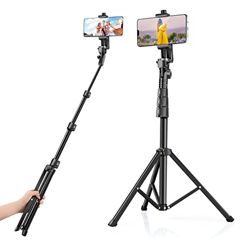 UTEBIT Handy Stativ Ständer, 130cm Selfie Stick Stativ mit Fernauslöser, Stabiles Handystativhalter, Tragbar Handystativ für iPhone und Android-Handy Selfie, Videoaufnahme, Live Streaming, TikTok