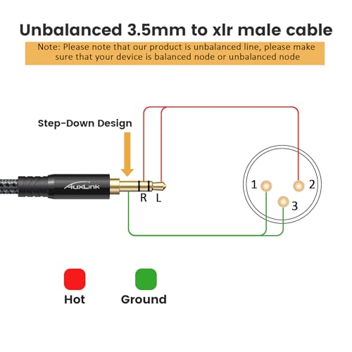Auxlink 3FT 2PACK 3.5Mm To Xlr Male Cable thumb #2